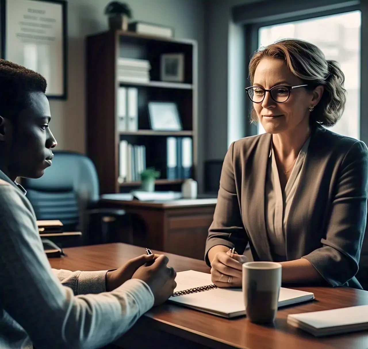 Professional conducting a psychiatric evaluation